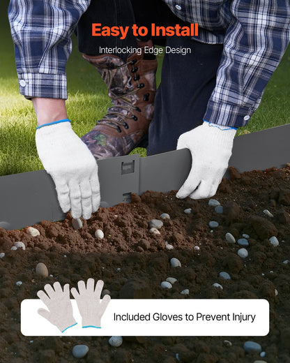 Stahl-Garteneinfassung, 5er-Pack, 99 x 7,6 cm (39 x 3 Zoll), rostbeständig, biegsam, robust, einfach zu installieren, für Beete, Gartenwege, dunkelgrau