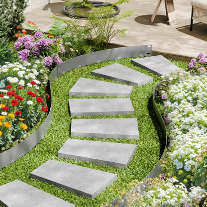 Stahl-Garteneinfassung, 5er-Pack, 99 x 7,6 cm (39 x 3 Zoll), rostbeständig, biegsam, robust, einfach zu installieren, für Beete, Gartenwege, dunkelgrau