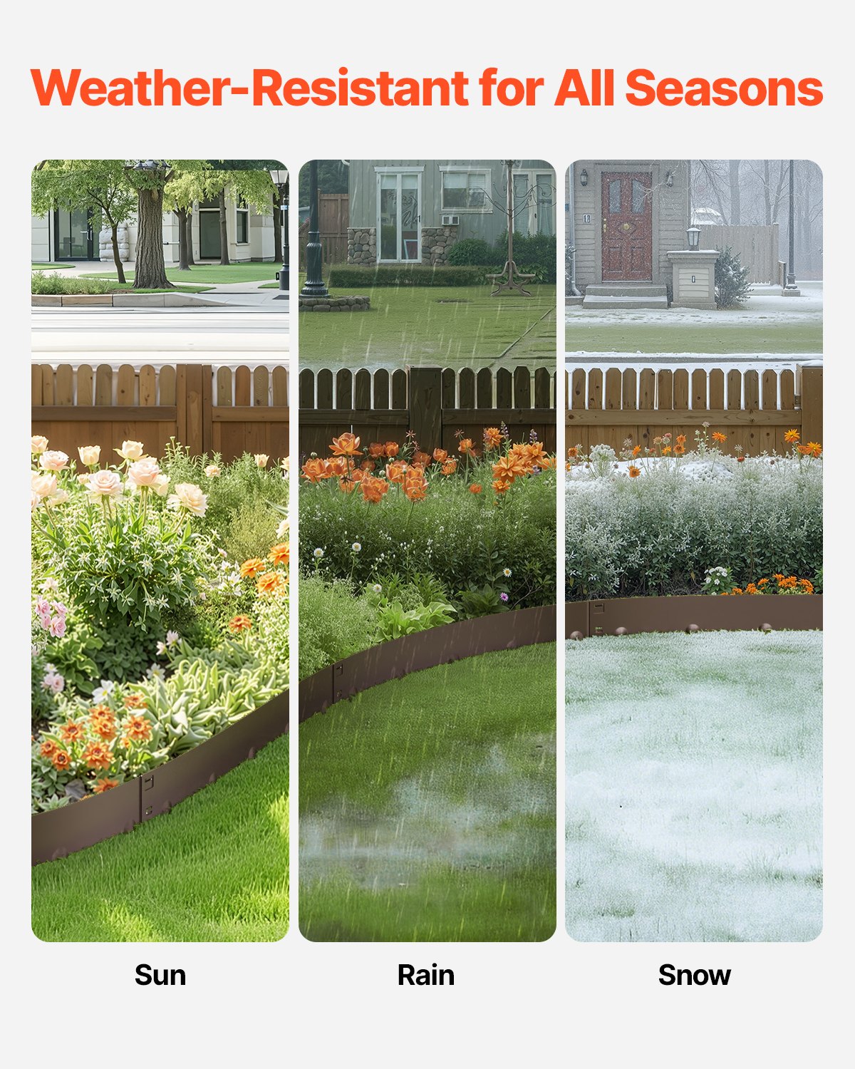 Stahl-Garteneinfassung, 5er-Pack, 99 x 7,6 cm (39 x 3 Zoll), rostbeständig, biegsam, robust, einfach zu installieren, für Beete, Gartenwege, braun