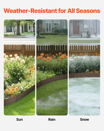 Stahl-Garteneinfassung, 5er-Pack, 99 x 7,6 cm (39 x 3 Zoll), rostbeständig, biegsam, robust, einfach zu installieren, für Beete, Gartenwege, braun