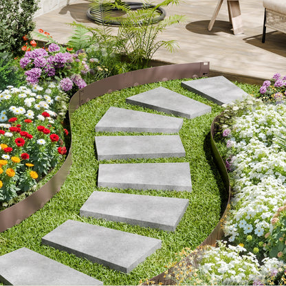 Stahl-Garteneinfassung, 5er-Pack, 99 x 7,6 cm (39 x 3 Zoll), rostbeständig, biegsam, robust, einfach zu installieren, für Beete, Gartenwege, braun