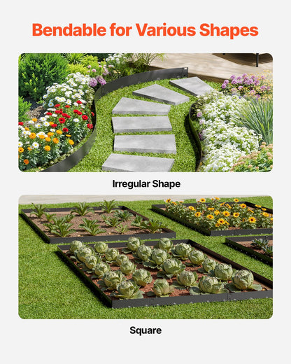 Steel Landscape Edging, 5 Packs 39 x 5 in Rust-Resistant Metal Landscape Edging, Bendable Garden Edging Border, Heavy Duty Lawn Edging, Easy-to-Install, Flower Bed Yard Pathway Divider Black
