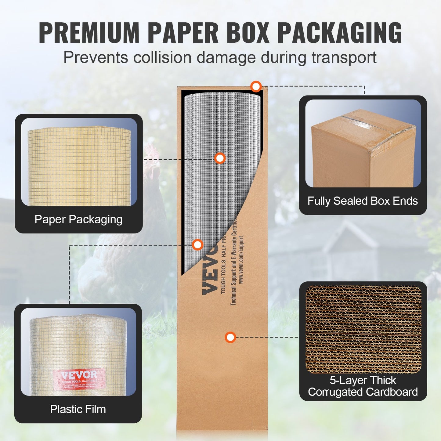 Drahtgitter, 6,35 mm (1/4 Zoll), 914 mm x 3054 mm (36 Zoll x 100 Fuß), 23 Gauge, feuerverzinkt, Rolle, Hühnerdrahtzaun, Drahtgitter für Kaninchenkäfige, Garten, Kleinnager