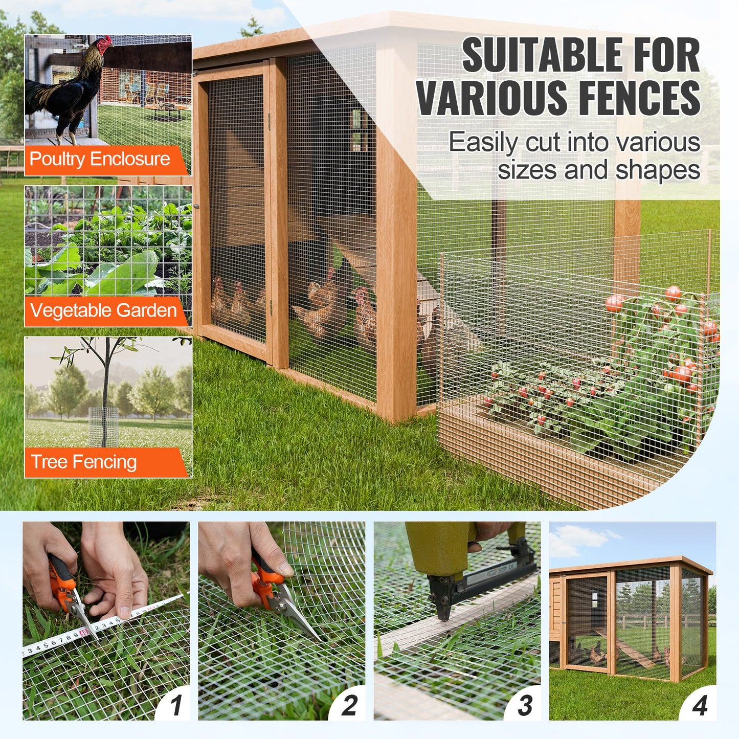 Hardware Cloth, 1/2 inch 48in x 100 ft 19 Gauge, Hot Dipped Galvanized Wire Mesh Roll, Chicken Wire Fencing, Wire Mesh for Rabbit Cages, Garden, Small Rodents