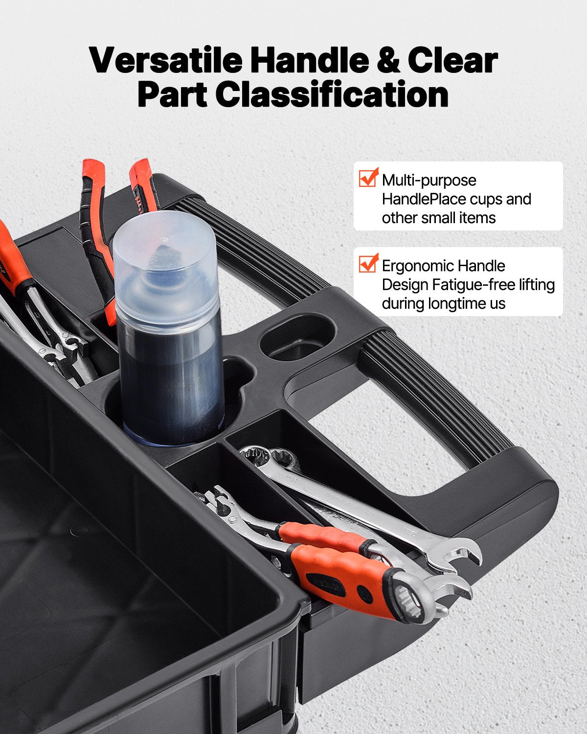 Servierwagen, 250 kg Tragkraft, 3-stöckiger, robuster Kunststoff-Servierwagen mit 360°-Schwenkrädern (2 mit Bremsen), ergonomischer Tragegriff für Lager/Garage/Reinigung