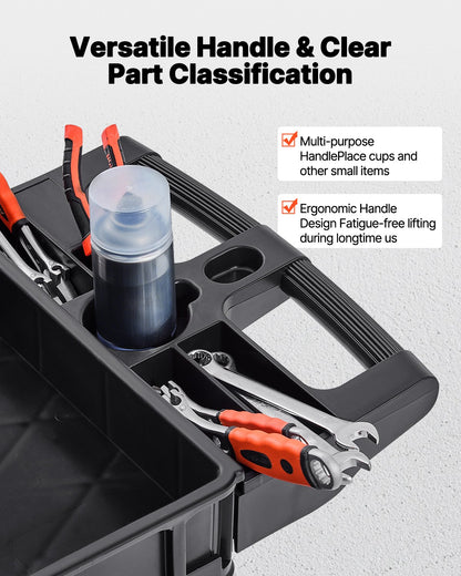 Servierwagen, 250 kg Tragkraft, 3-stöckiger, robuster Kunststoff-Servierwagen mit 360°-Schwenkrädern (2 mit Bremsen), ergonomischer Tragegriff für Lager/Garage/Reinigung