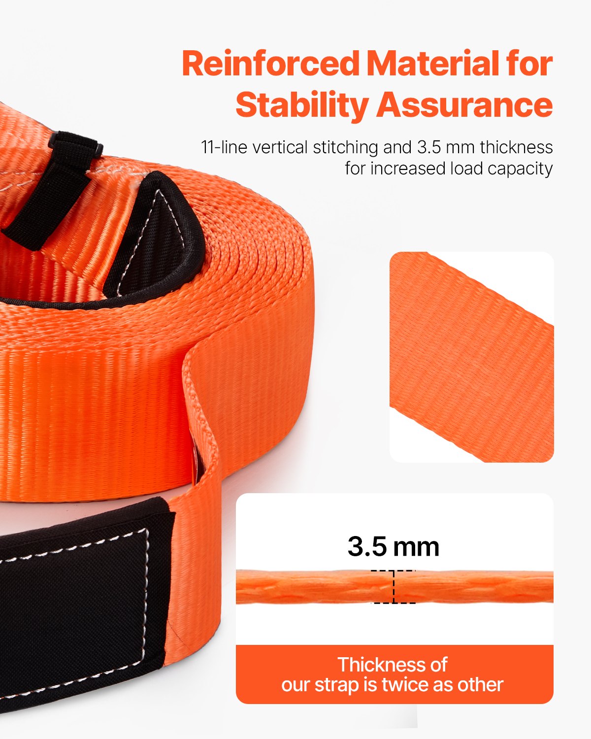 Hochleistungs-Abschleppgurt-Set 76,2 mm x 9,1 m (MBS-16329 kg) mit Baumschutzseil, dreifach verstärkter Schlaufe, Schutzhülle und Aufbewahrungstasche, 19-mm-D-Ring-Schäkeln, für LKW, Jeep, SUV und ATV