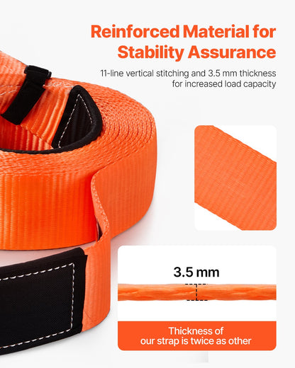 Hochleistungs-Abschleppgurt-Set 76,2 mm x 9,1 m (MBS-16329 kg) mit Baumschutzseil, dreifach verstärkter Schlaufe, Schutzhülle und Aufbewahrungstasche, 19-mm-D-Ring-Schäkeln, für LKW, Jeep, SUV und ATV