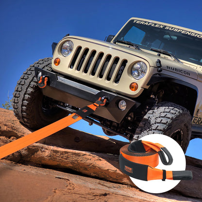 Bergungsgurt 10,2 cm x 9,1 m (4 Zoll x 30 Fuß), Bruchlast 21.099 kg (46.500 lbs), dreifach verstärkte Schlaufengurte, Baumsicherung, für Offroad-Abschlepp- und Bergungsarbeiten, extrem witterungsbeständig, Schutzhülle und Aufbewahrungstasche