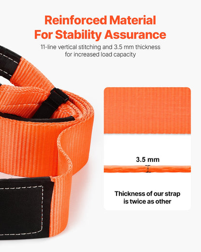 Recovery Tow Strap 76.2 mm, 2.4 m 16329 kg Break Strength, Triple Reinforced Loop Straps, Tree Saver, Winch Line Extension Strap, Off Road Towing and Recovery, Extreme Weather Resistance