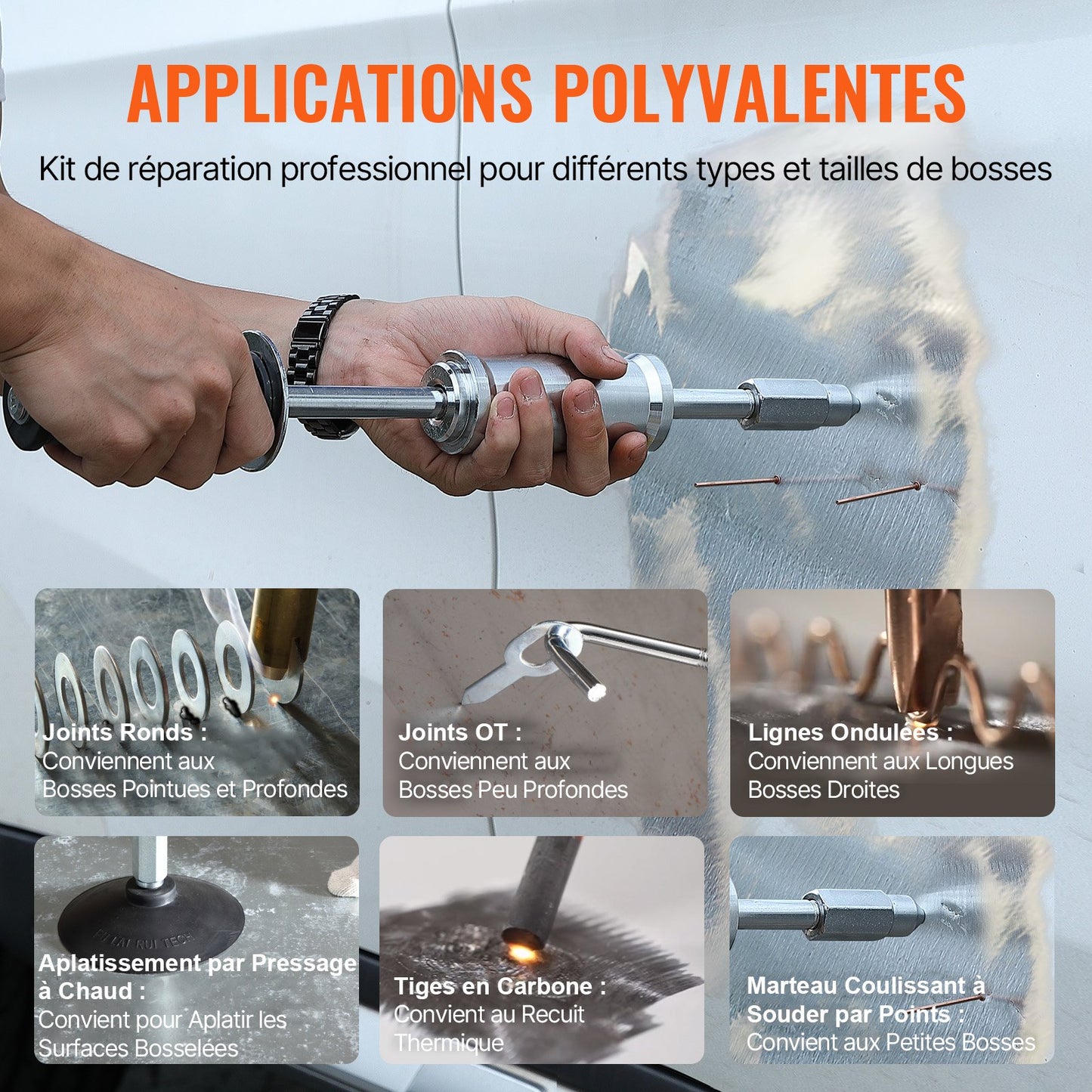 Bolzenschweiß-Ausbeulset, 3-kW-Punktschweißgerät, Ausbeulwerkzeug und 6 Schweißmodi