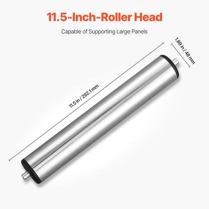 2er-Pack Rollenständer, Tragkraft 61 kg, höhenverstellbar von 68–108 cm, robustes, klappbares Design mit 29 cm großem, poliertem Stahlrollenkopf, zur Verlängerung des Auslaufs von Tischkreissägen in der Holzbearbeitung.