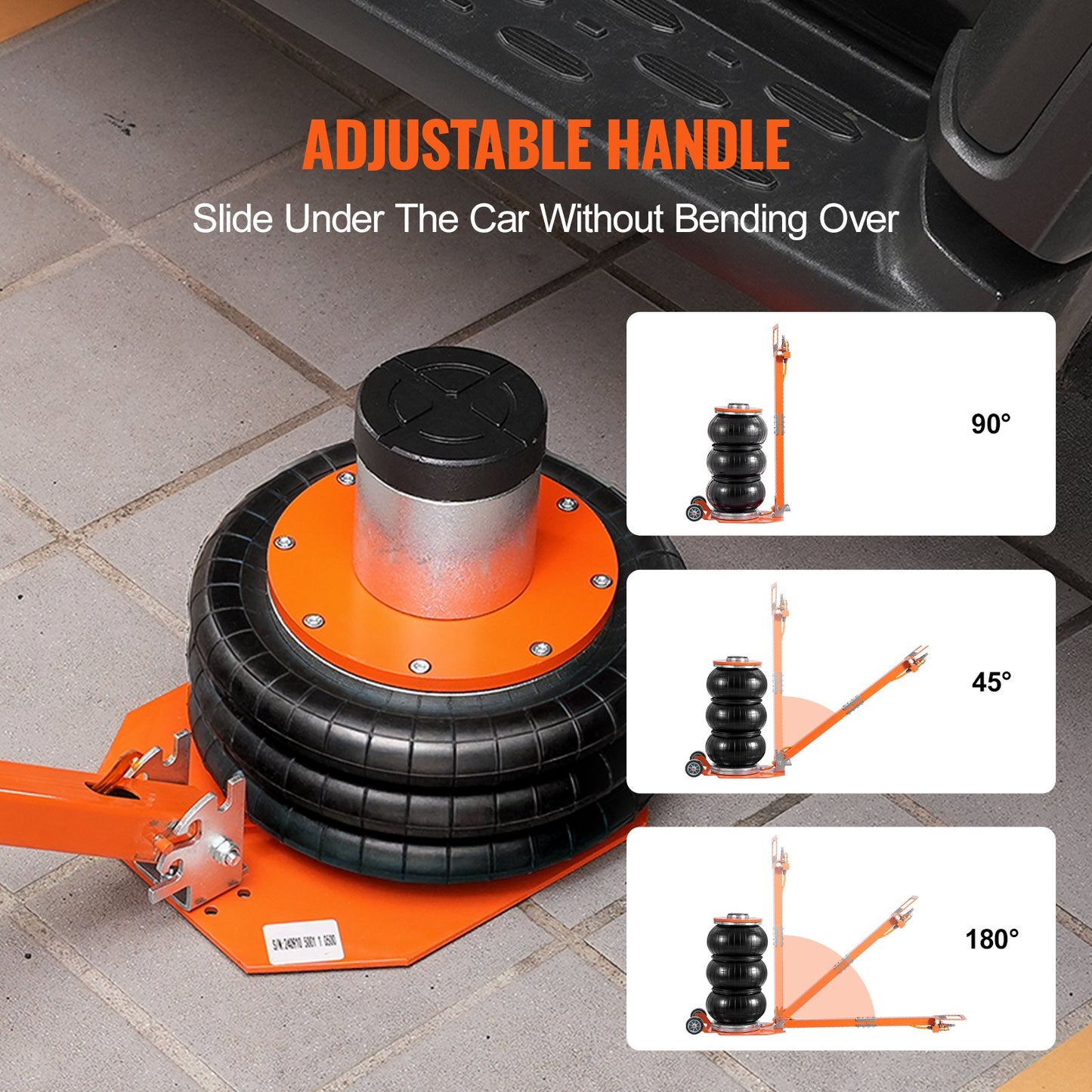 Luftheber, 3 Tonnen/6600 lbs, 1-6S pneumatischer Wagenheber mit erhöhter Säule und verstellbarem Griff, kompakter, leicht zu handhabender und platzsparender Wagenheber mit dicker Gummiauflage, geeignet für Limousinen, SUVs und Pickups