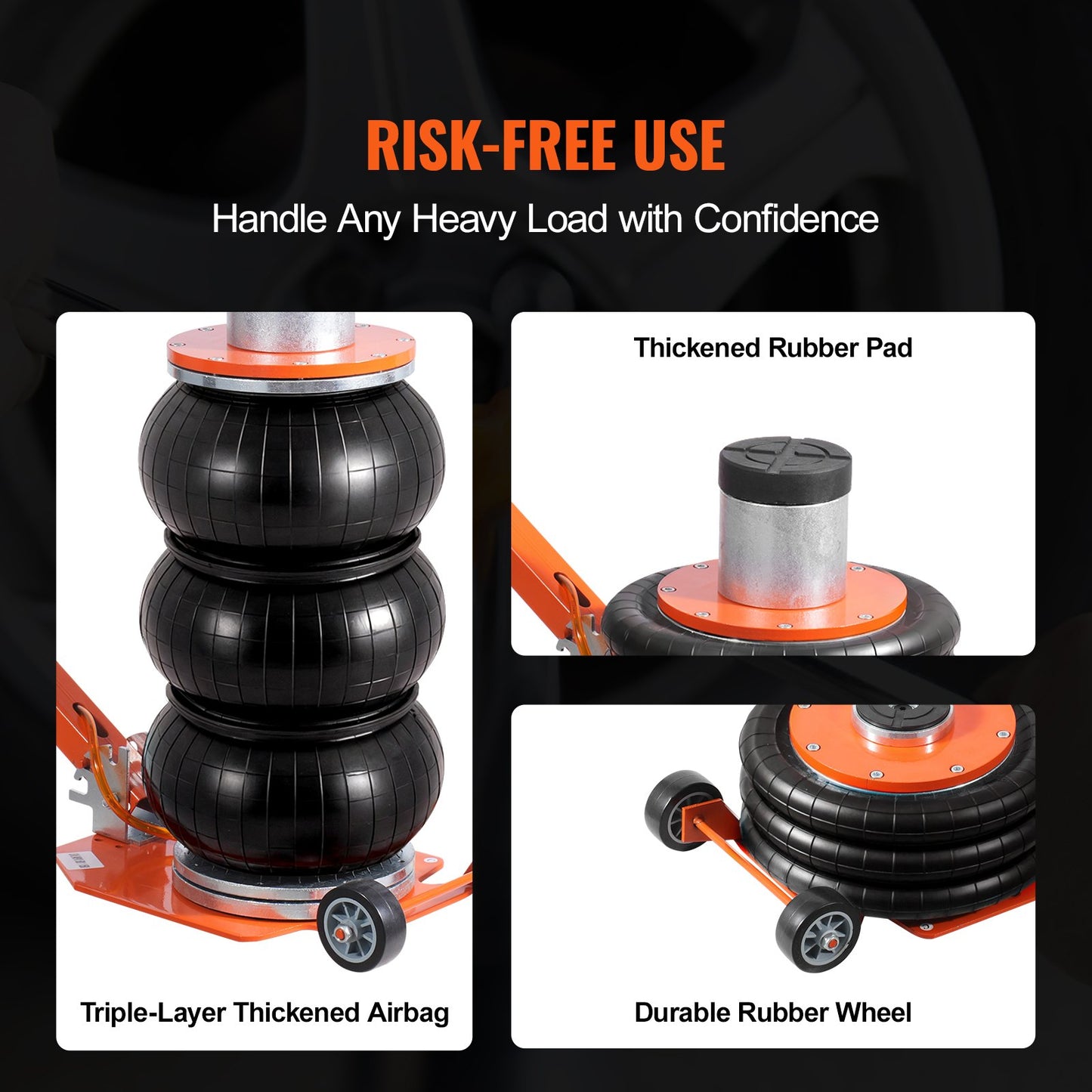Luftheber, 3 Tonnen/6600 lbs, 1-6S pneumatischer Wagenheber mit erhöhter Säule und verstellbarem Griff, kompakter, leicht zu handhabender und platzsparender Wagenheber mit dicker Gummiauflage, geeignet für Limousinen, SUVs und Pickups