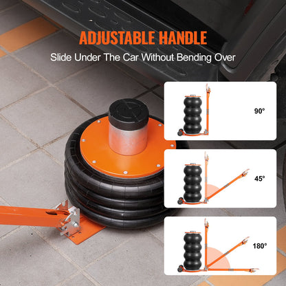 Luftheber, 6 Tonnen/13.000 lbs, 2-5 S pneumatischer Hebewagenheber mit erhöhter Säule und verstellbarem Griff, leicht zu handhabender und platzsparender Wagenheber mit dicker Gummiauflage, geeignet für Limousinen, SUVs und Pickups