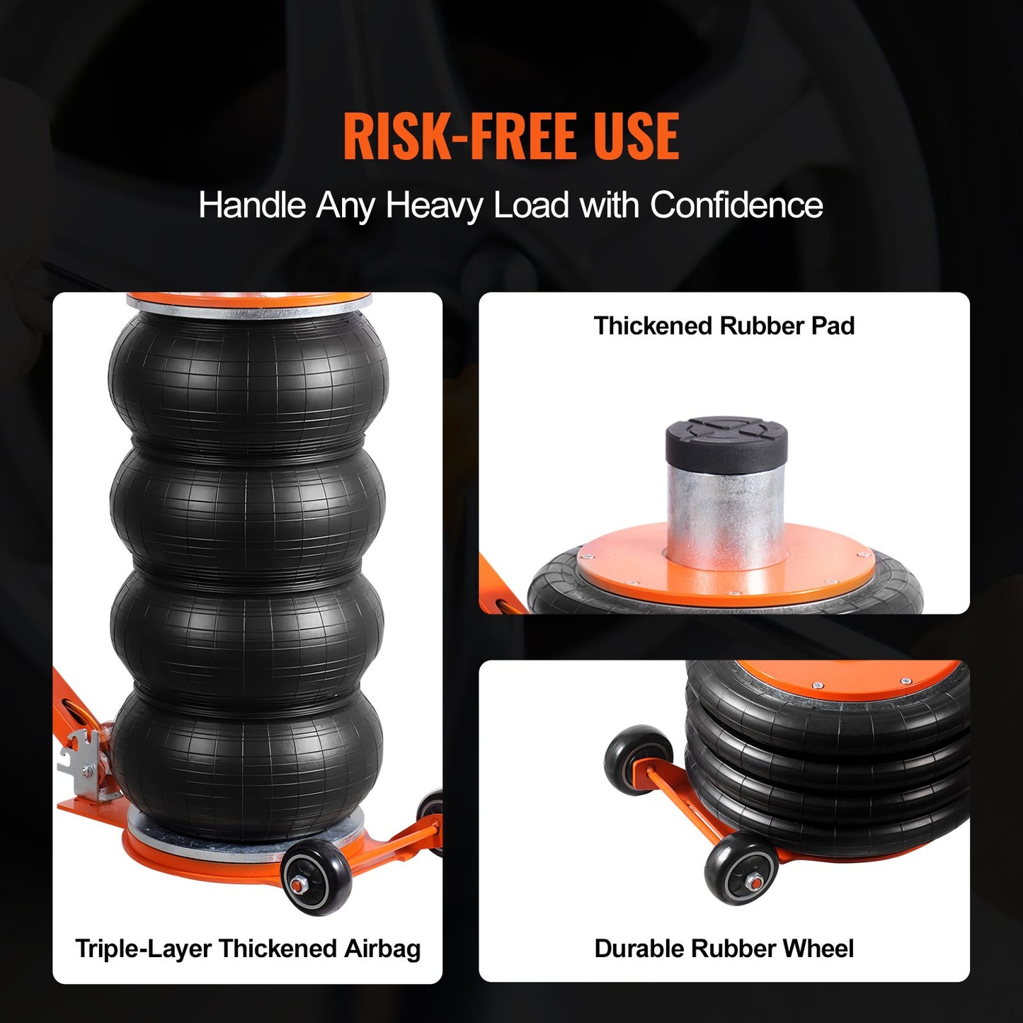 Luftheber, 6 Tonnen/13.000 lbs, 2-5 S pneumatischer Hebewagenheber mit erhöhter Säule und verstellbarem Griff, leicht zu handhabender und platzsparender Wagenheber mit dicker Gummiauflage, geeignet für Limousinen, SUVs und Pickups