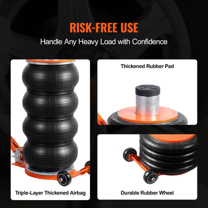 Luftheber, 6 Tonnen/13.000 lbs, 2-5 S pneumatischer Hebewagenheber mit erhöhter Säule und verstellbarem Griff, leicht zu handhabender und platzsparender Wagenheber mit dicker Gummiauflage, geeignet für Limousinen, SUVs und Pickups