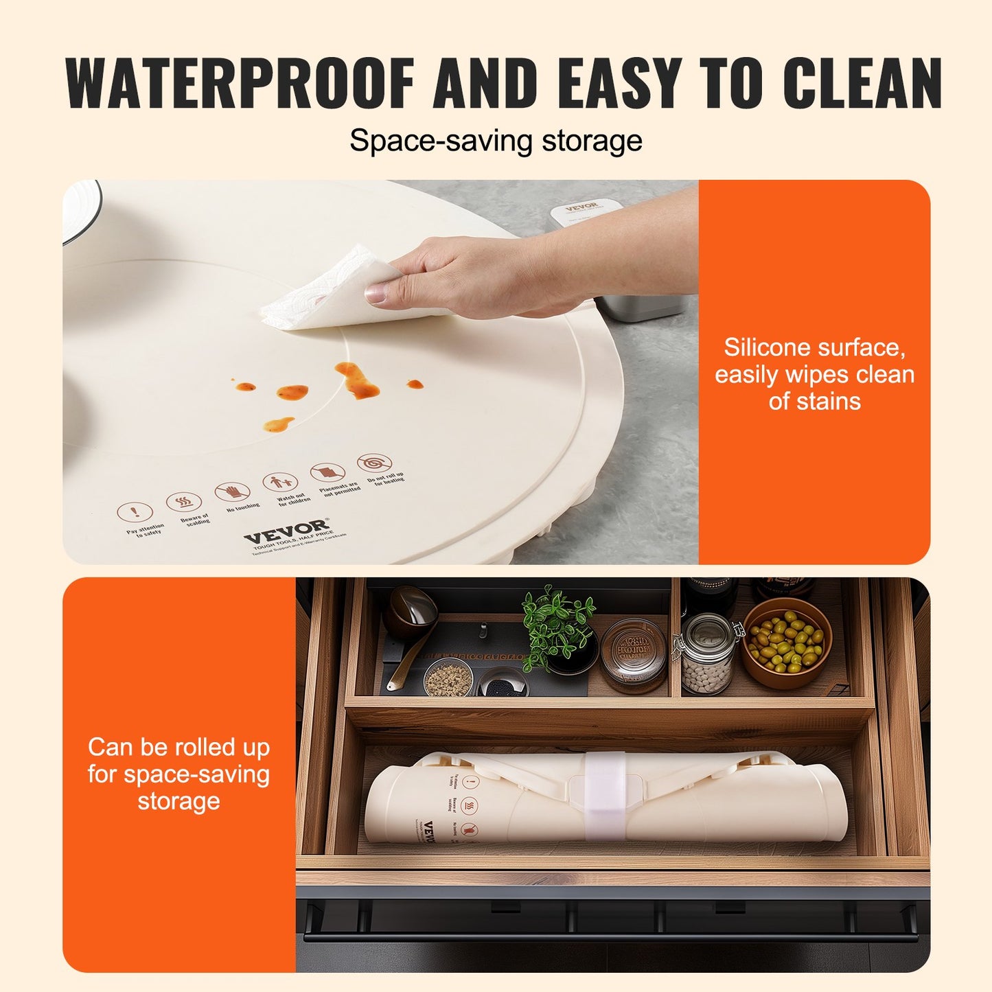 Electric Warming Tray, Food Warming Mat for Buffet, Rollable & Portable Silicone Food Warmer with 4 Adjustable Temperature Settings, Auto Shut-Off & Child Lock, Perfect for Parties, Catering