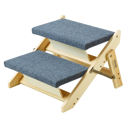 Hundetreppe aus Holz/Hundetreppe mit 2 Stufen, 2-in-1, faltbar, 50 kg
