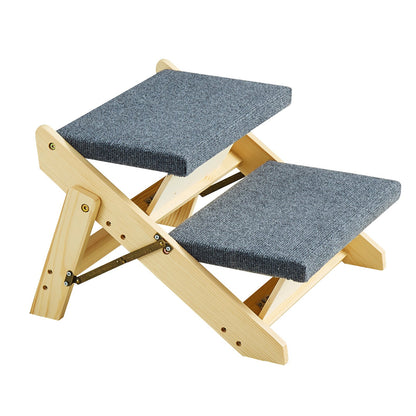 Hundetreppe aus Holz/Hundetreppe mit 2 Stufen, 2-in-1, faltbar, 50 kg