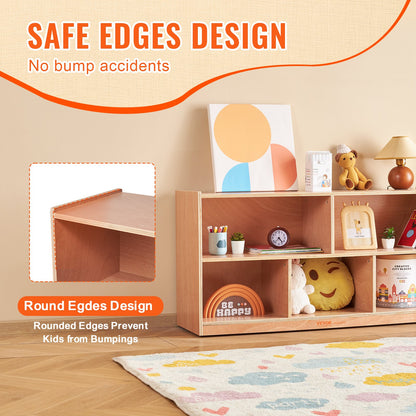 Mobiler Aufbewahrungsschrank mit 5 Fächern, Aufbewahrungsschrank mit 2 Ablagen, Klassenzimmerschränke, Schulmöbel für Zuhause, Kindertagesstätten und Vorschulen, Naturfarben