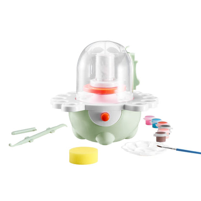 Mini-Töpferscheibe, 50-mm- und 80-mm-Drehteller, einstellbare Geschwindigkeit, elektrische Töpferscheibe für Kinder und Anfänger, komplettes Töpferset mit Tonmodellierwerkzeugen, Geschenk für Jungen und Mädchen, Grün