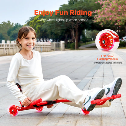 Ride on Scooter, Load Capacity of 198 lbs, Swing Side-to-Side for Amazing Ride Powered by Zig-Zag Motion, Ride on Drifting Toy for Ages 10+, Rides on Any Hard Surface for Indoor & Outdoor, Red