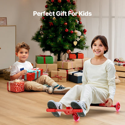 Ride on Scooter, Load Capacity of 198 lbs, Swing Side-to-Side for Amazing Ride Powered by Zig-Zag Motion, Ride on Drifting Toy for Ages 10+, Rides on Any Hard Surface for Indoor & Outdoor, Red