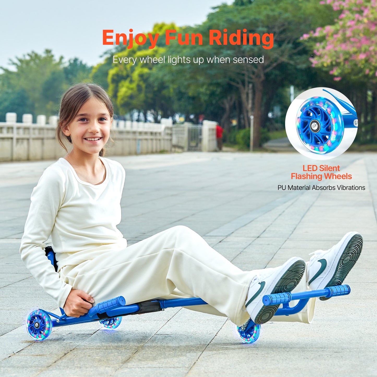 Ride on Scooter, Load Capacity of 198 lbs, Swing Side-to-Side for Amazing Ride Powered by Zig-Zag Motion, Ride on Drifting Toy for Ages 10+, Rides on Any Hard Surface for Indoor & Outdoor, Blue