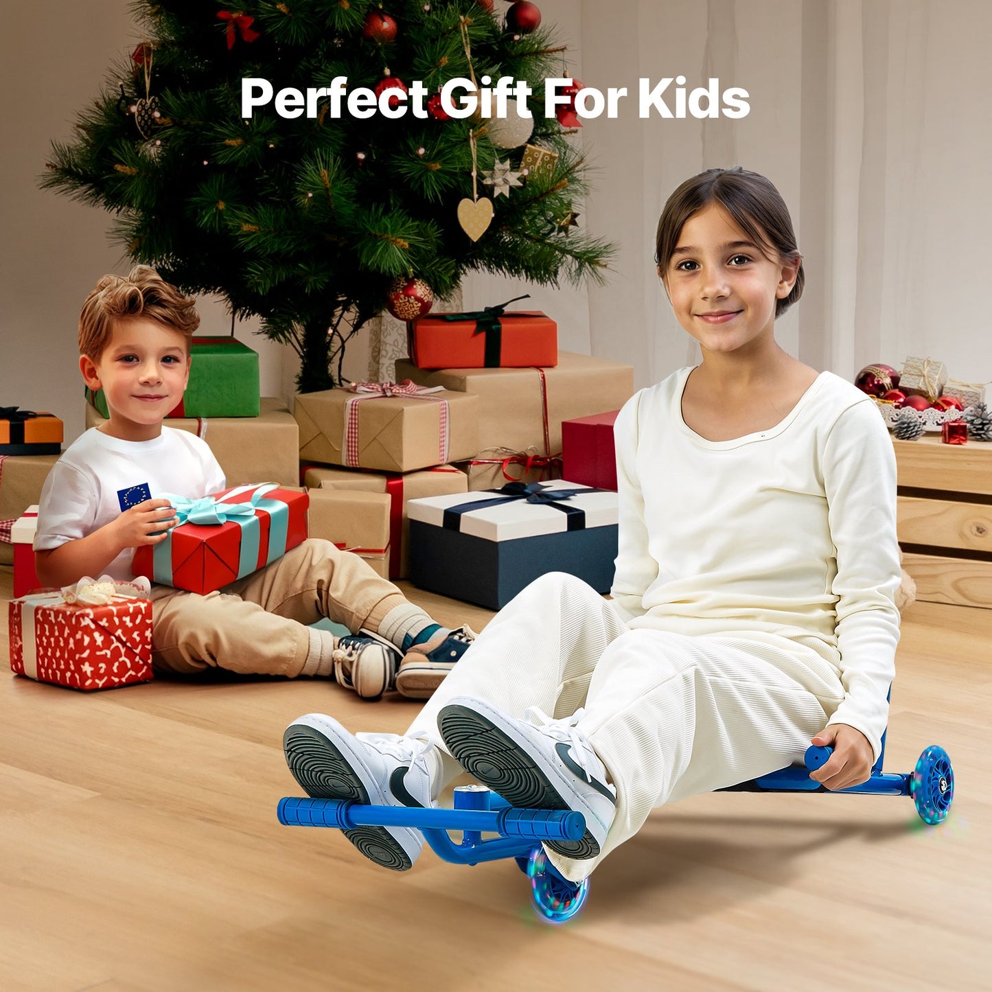 Ride on Scooter, Load Capacity of 198 lbs, Swing Side-to-Side for Amazing Ride Powered by Zig-Zag Motion, Ride on Drifting Toy for Ages 10+, Rides on Any Hard Surface for Indoor & Outdoor, Blue