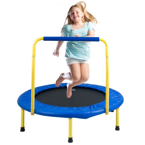 91.4 cm Trampoline for Kids, 91.4 cm Trampolines Indoor/Outdoor Trampoline for Toddlers, Foldable Mini Baby Trampoline with Foam Handle, Recreational Trampoline Birthday Gift for 3+ Years Kids