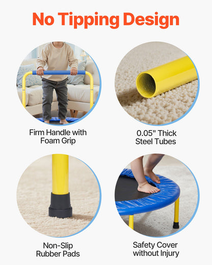91.4 cm Trampoline for Kids, 91.4 cm Trampolines Indoor/Outdoor Trampoline for Toddlers, Foldable Mini Baby Trampoline with Foam Handle, Recreational Trampoline Birthday Gift for 3+ Years Kids