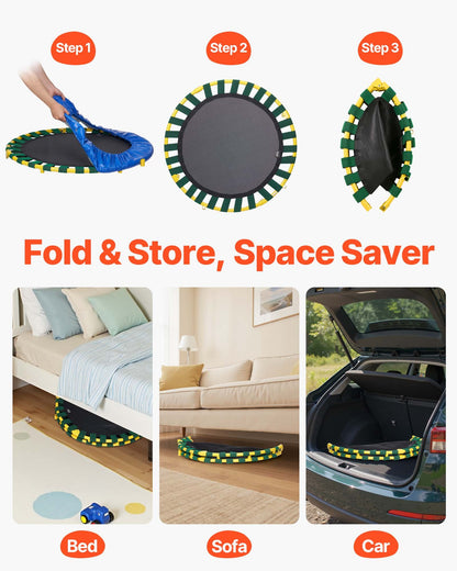 91.4 cm Trampoline for Kids, 91.4 cm Trampolines Indoor/Outdoor Trampoline for Toddlers, Foldable Mini Baby Trampoline with Foam Handle, Recreational Trampoline Birthday Gift for 3+ Years Kids