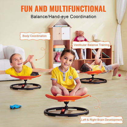 Elefanten-Drehstuhl für Kinder, Tragkraft 100 kg, 360° drehbar, sensorischer Spielzeugstuhl für Kinder mit Autismus, rutschfester Metallfuß, Sitz- und Drehstuhl für Kleinkinder zur Förderung von Koordination, Gleichgewicht und Konzentration, Orange