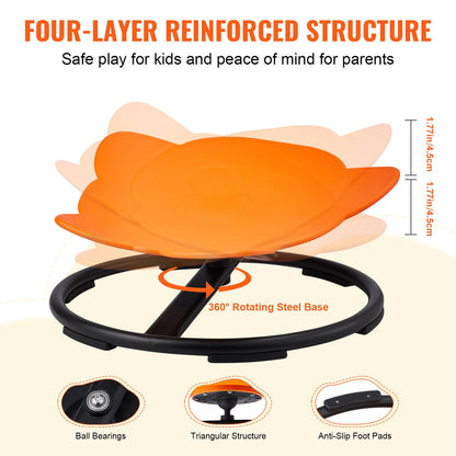 Elefanten-Drehstuhl für Kinder, Tragkraft 100 kg, 360° drehbar, sensorischer Spielzeugstuhl für Kinder mit Autismus, rutschfester Metallfuß, Sitz- und Drehstuhl für Kleinkinder zur Förderung von Koordination, Gleichgewicht und Konzentration, Orange