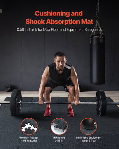 1,42 cm dicke Gymnastikmatten, 12 Fliesen mit Gummioberfläche und EVA-Schaum, 63,5 x 63,5 cm große Trainingsmatten mit 4,46 m² Abdeckung, ineinandergreifende Puzzle-Gymnastikmatten für Fitnessstudio, Zuhause, Garage, Schwarz &amp; Blau