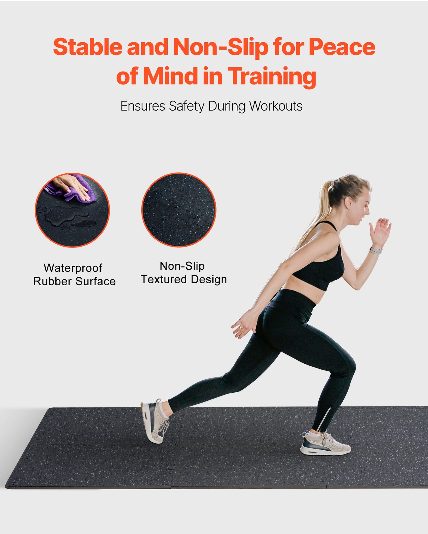 1,42 cm dicke Gymnastikmatten, 12 Fliesen mit Gummioberfläche und EVA-Schaum, 63,5 x 63,5 cm große Trainingsmatten mit 4,46 m² Abdeckung, ineinandergreifende Puzzle-Gymnastikmatten für Fitnessstudio, Zuhause, Garage, Schwarz &amp; Blau