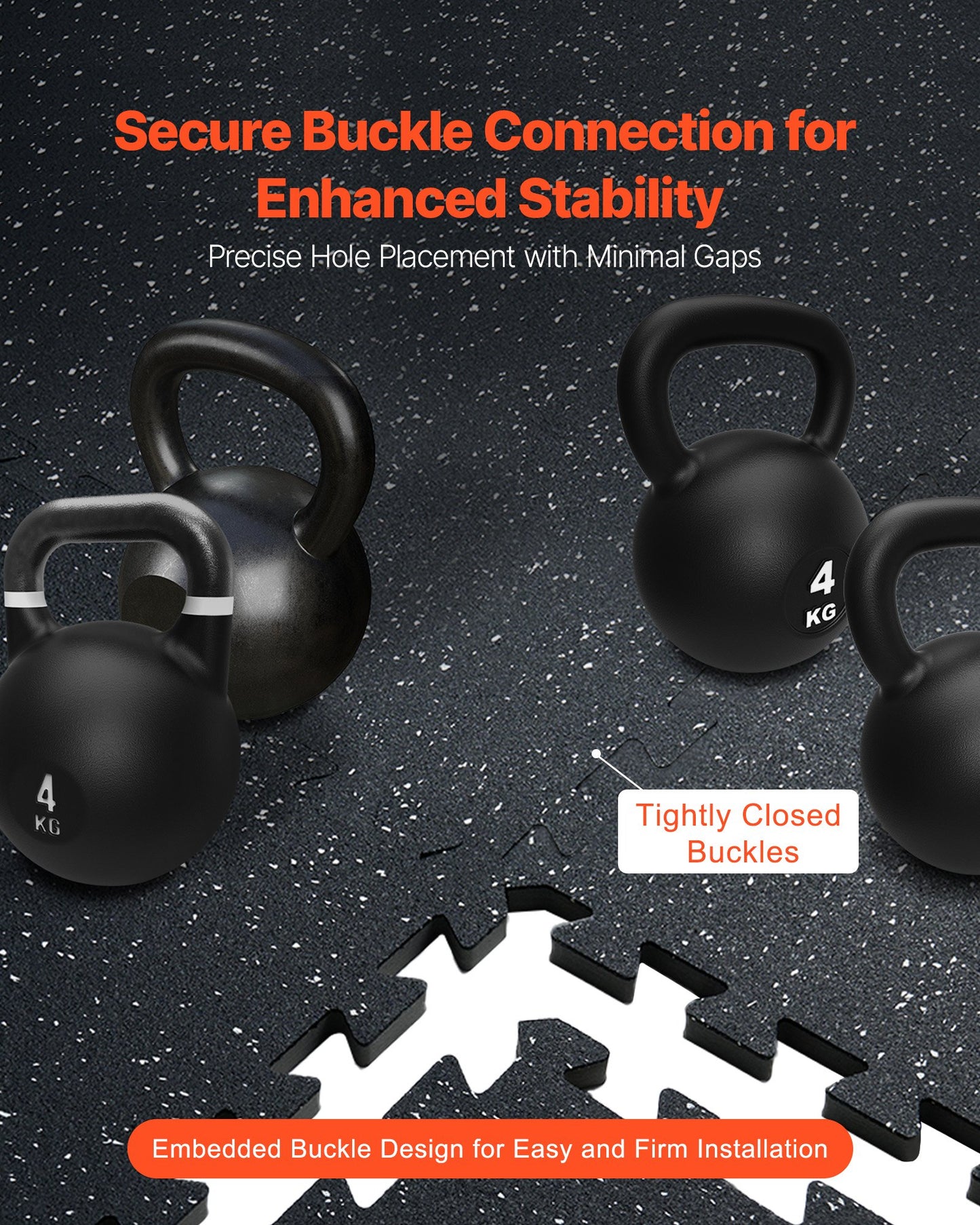 0.56 Inch Thick Gym Floor Mats, 12 Tiles Rubber Top with EVA Foam, 25" x 25" Gym Flooring Workout Mats with 48 sq.ft Coverage, Interlocking Puzzle Gym Mats for Gym, Home, Garage, Black & White