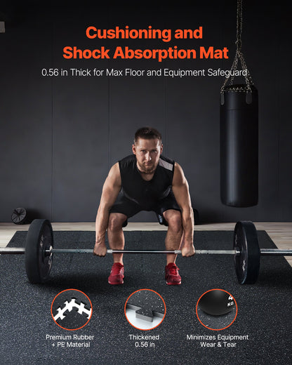 0.56 Inch Thick Gym Floor Mats, 25 Tiles Rubber Top with EVA Foam, 25" x 25" Gym Flooring Workout Mats with 100sq.ft Coverage, Interlocking Puzzle Gym Mats for Gym, Home, Garage, Black & White