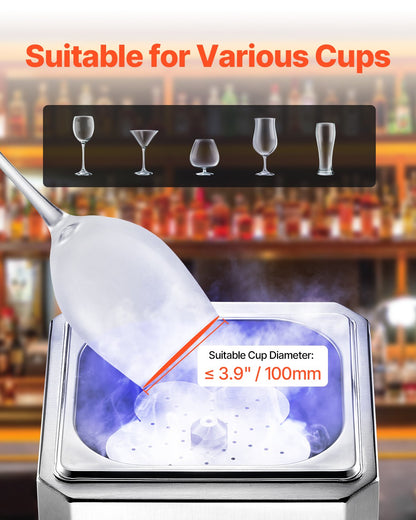 Glass Froster Chiller, CO2 Beer Glass Froster, 8-10 Seconds/Cup with LED Light, Instant Glass Chiller for Wine, Cocktail, Champagne, Mixed Drinks, Juice, Ideal for Bar, Restaurant, Home Kitchen
