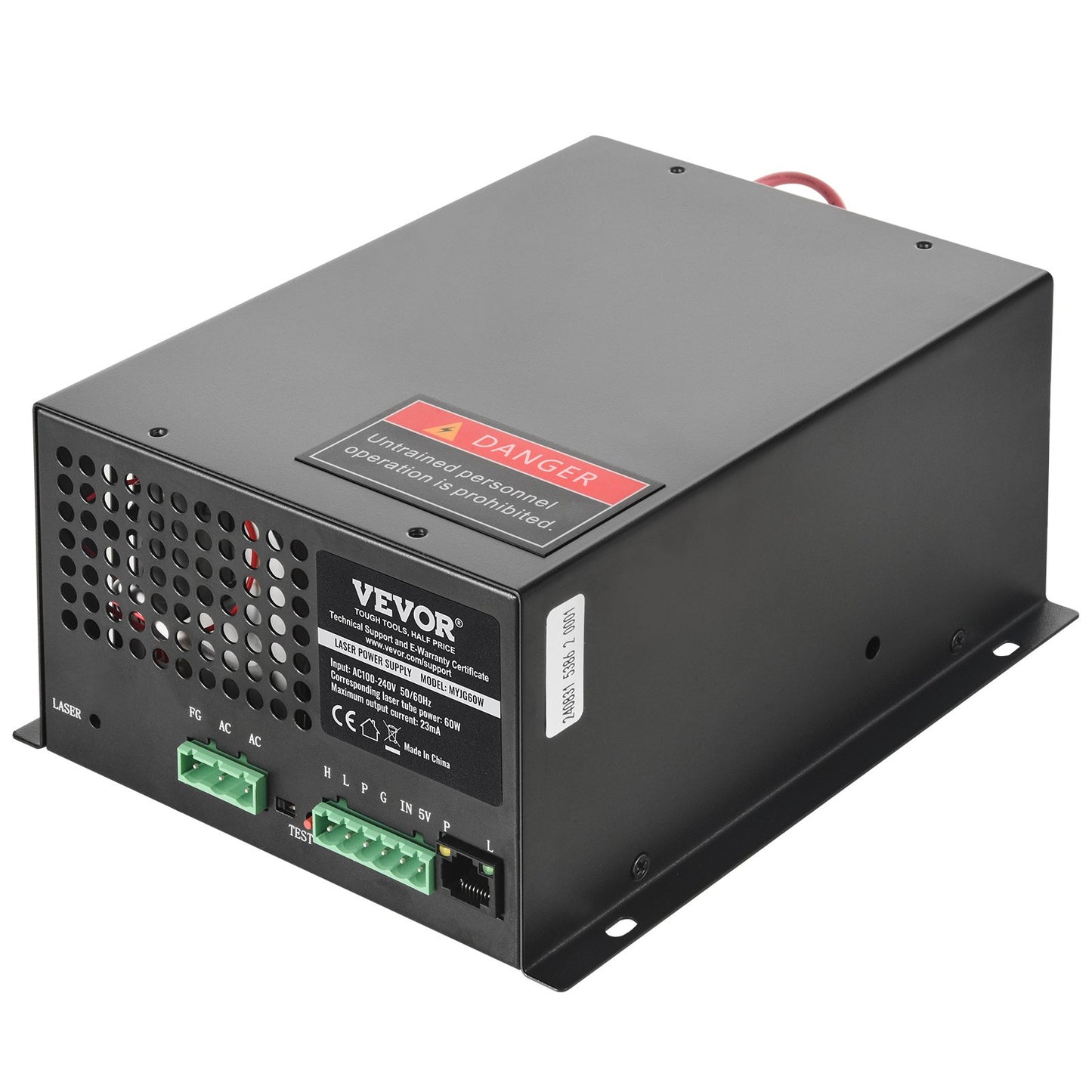 CO2 Laser Power Supply, 60W, Power Supply for 60W Laser Tube, Constant Current Protection, Open Circuit Protection, Fast Heat Dissipation, Compatible for Multi-brand Laser Engravers & Cutters