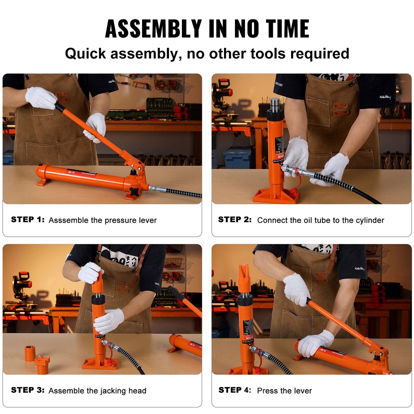 10-Tonnen-Porta-Power-Kit, tragbarer Hydraulikheber mit 1,4 m Ölschlauch, Karosserie-Reparaturset mit Aufbewahrungskoffer für Pkw, Lkw und Landwirtschaft