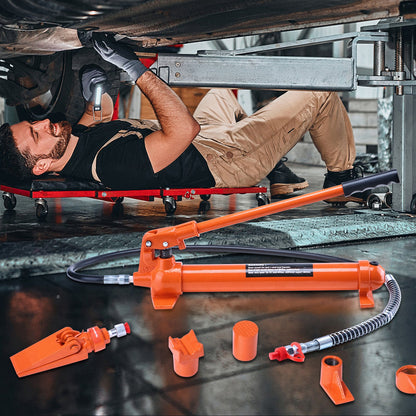 10-Tonnen-Porta-Power-Kit, tragbarer Hydraulikheber mit 1,4 m Ölschlauch, Karosserie-Reparaturset mit Aufbewahrungskoffer für Pkw, Lkw und Landwirtschaft