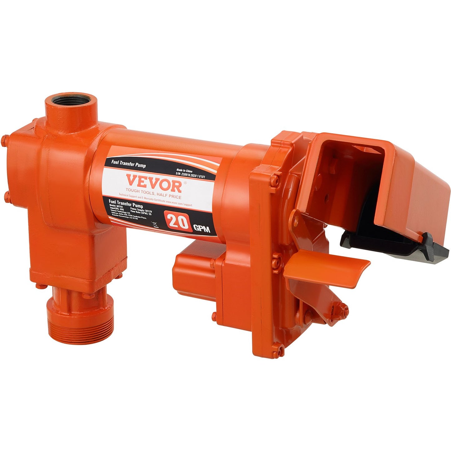 Fuel Transfer Pump, 12V DC 20 GPM 1/4 HP, High Flow Cast Iron Gasoline Extractor Pump with Fuel Collection Box Design for Gasoline, Diesel, Kerosene, Ethanol & Methanol Blends, and Biodiesel