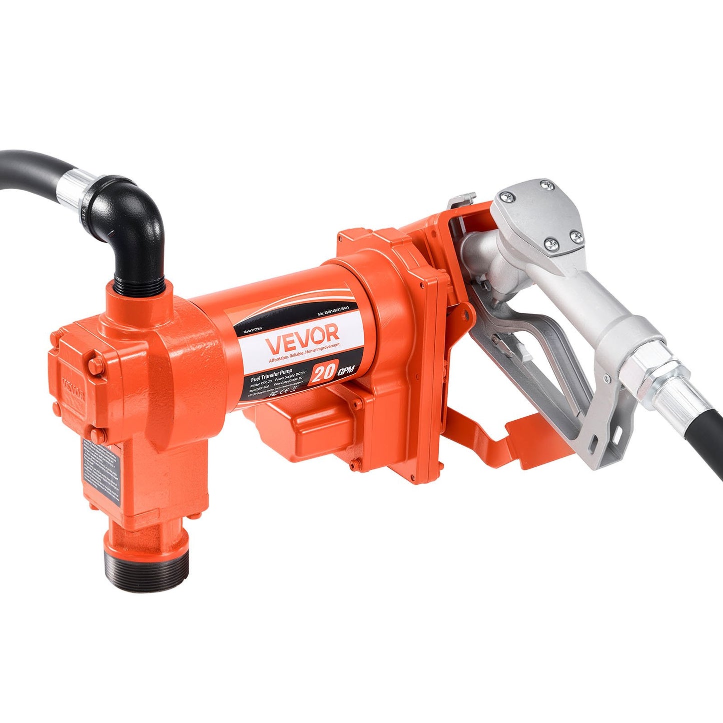 Fuel Transfer Pump, 12V DC 76 L/min(20 GPM) 186W(1/4 HP) Diesel Pump, Extractor Pumps with Manual Nozzle, Discharge Hose and Suction Pipe, for Gasoline, Diesel, Kerosene, Ethanol-Methanol Blends & Biodiesel