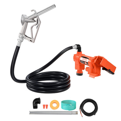 Fuel Transfer Pump, 12V DC 76 L/min(20 GPM) 186W(1/4 HP) Diesel Pump, Extractor Pumps with Manual Nozzle, Discharge Hose and Suction Pipe, for Gasoline, Diesel, Kerosene, Ethanol-Methanol Blends & Biodiesel
