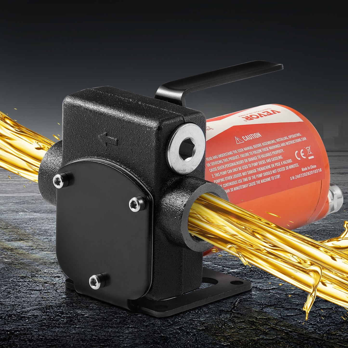 Kraftstoffförderpumpe, 12 V DC, 19 l/min (5 GPM), 75 W (1/10 PS), tragbare elektrische Dieselförderpumpe mit automatischer Abschaltfunktion der Kraftstoffdüse, langer Ein- und Auslassschlauch für Benzin, Diesel, Kerosin und Methanolgemische