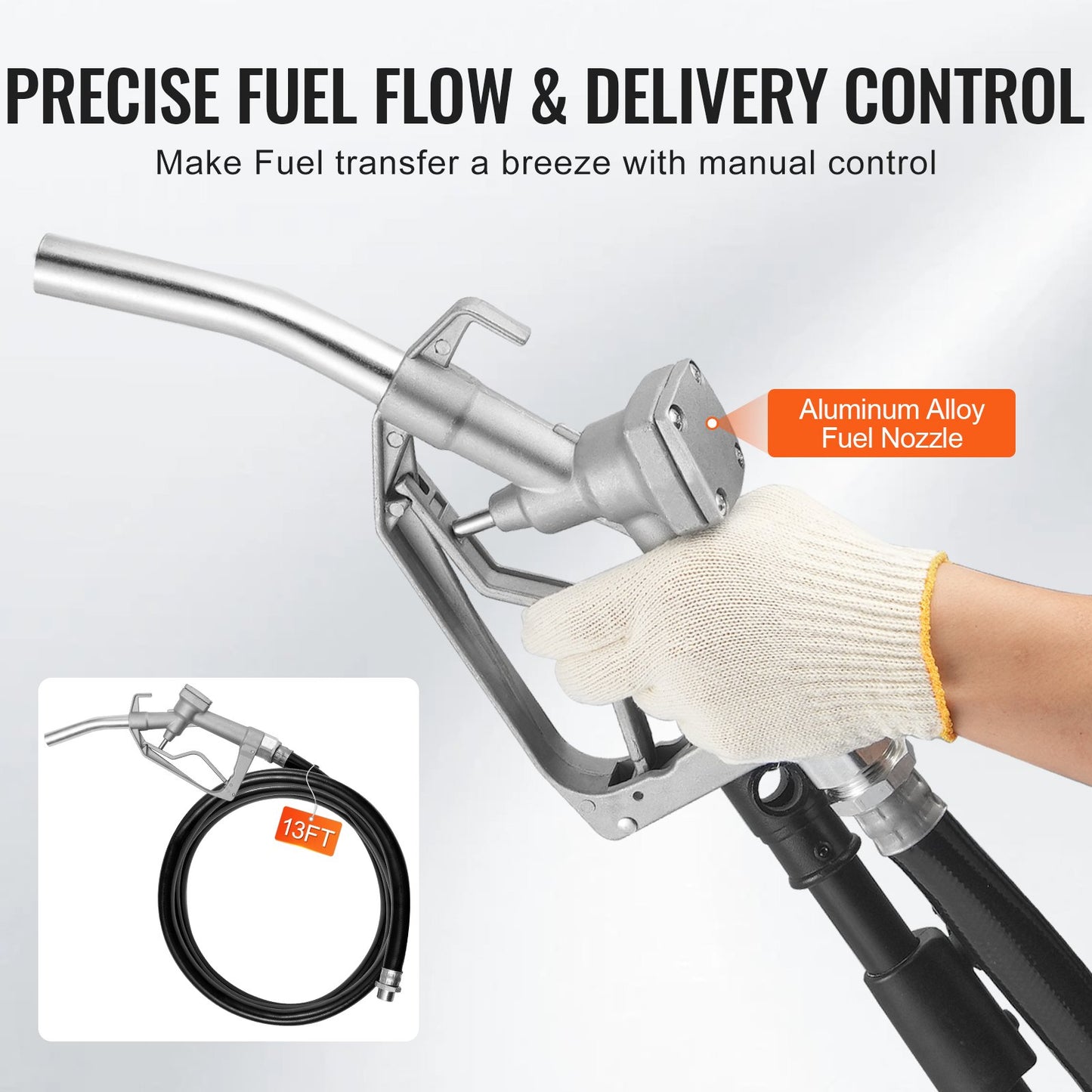 Fuel Transfer Pump, 12V DC 19L/min(5.3 GPM) 75W(1/10 HP), Portable Electric Diesel Transfer Pump with Auto Shut-Off Fuel Nozzle, Long Inlet & Outlet Hose for Gasoline, Diesel, Kerosene, Methanol Blends