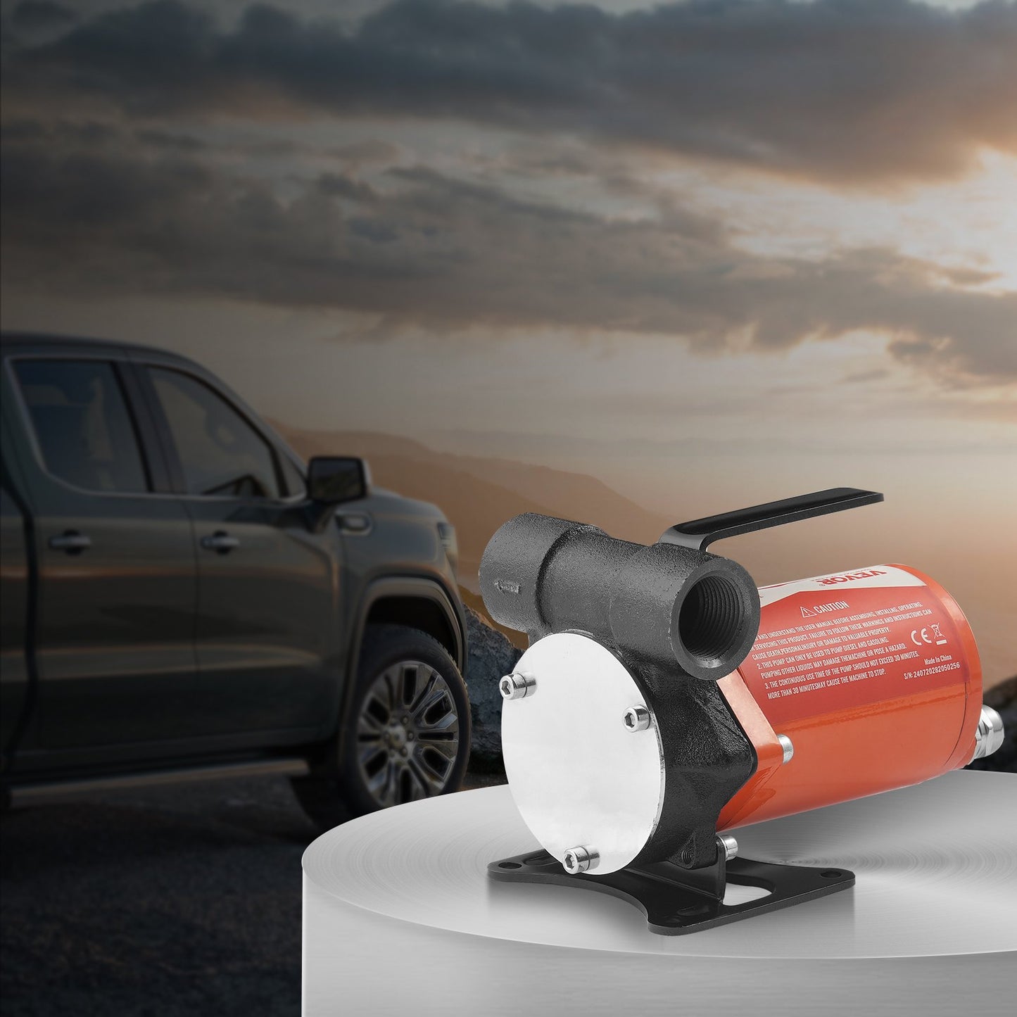 Kraftstoffförderpumpe, 12 V DC, 30 l/min (8 GPM), 124 W (1/6 PS), tragbare elektrische Dieselförderpumpe mit automatischer Abschaltfunktion der Kraftstoffdüse, langer Ein- und Auslassschlauch für Benzin, Diesel, Kerosin und Methanolgemische