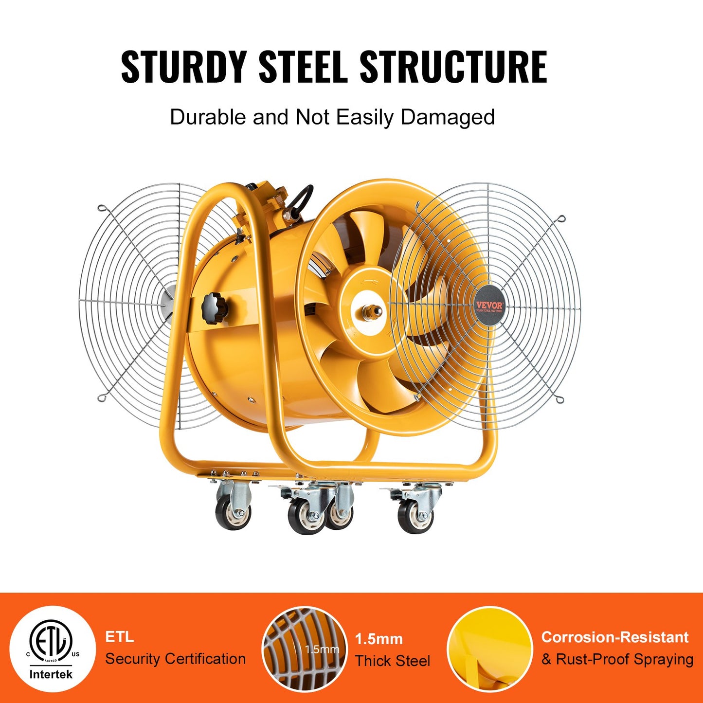 Tragbarer Ventilator, 406,4 mm Hochleistungs-Zylinderventilator, 1100 W starker Werkstatt-Abluftventilator 4240 CFM, 5 m Netzkabel (ohne Ladegerät), Industrieller Universalventilator zum Absaugen von Staub und Rauch in Haus/Werkstatt